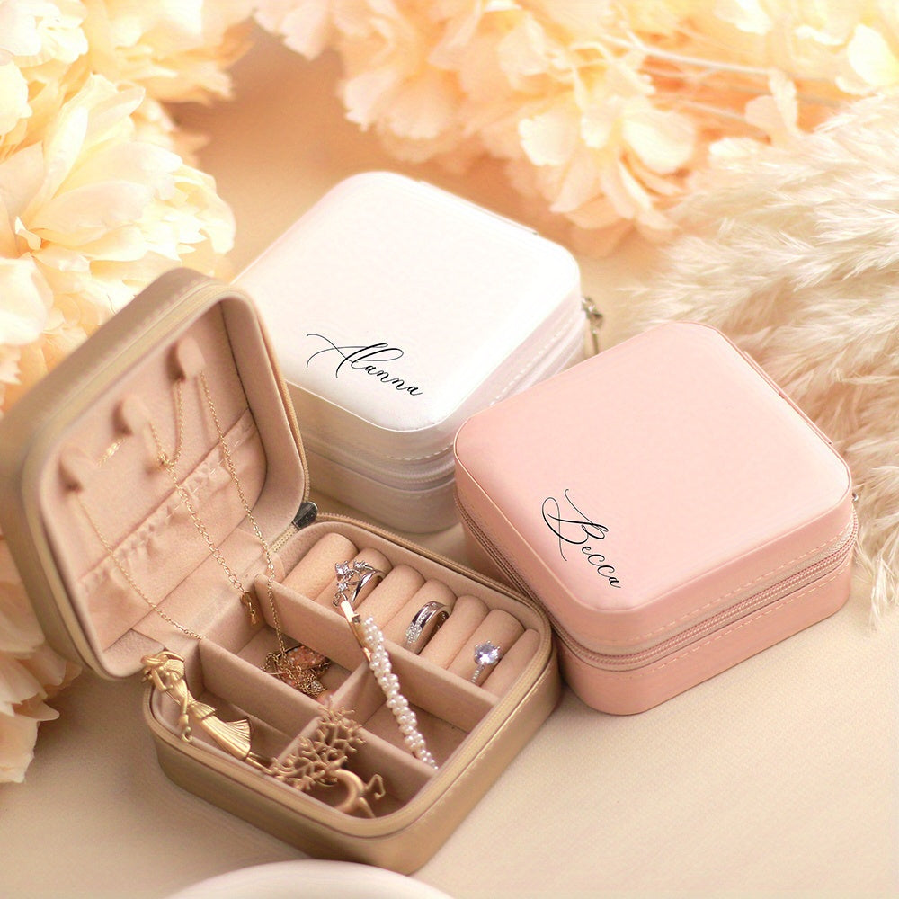 Personalized Jewelry Box for Women Leather Travel Storage Gift for Mom Bridesmaid
