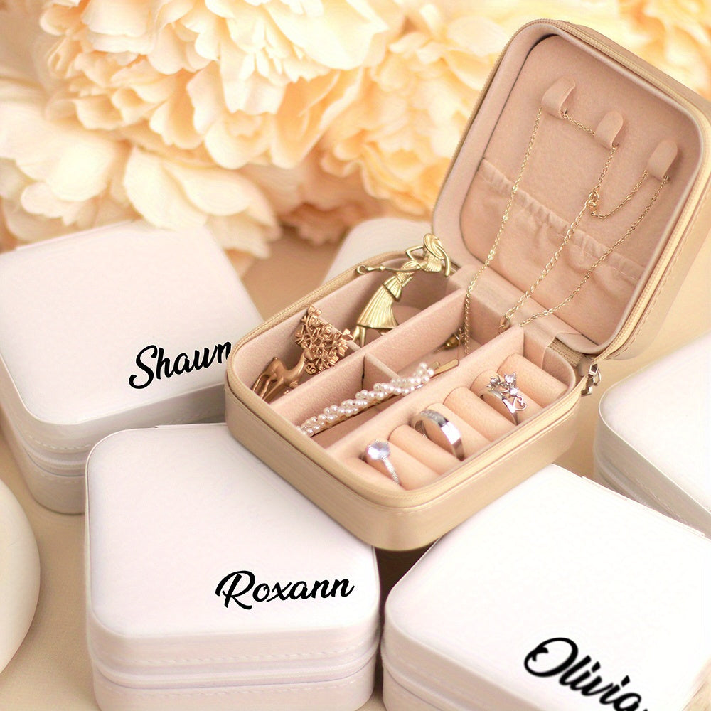 Personalized Jewelry Box for Women Leather Travel Storage Gift for Mom Bridesmaid