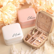 Personalized Jewelry Box for Women Leather Travel Storage Gift for Mom Bridesmaid