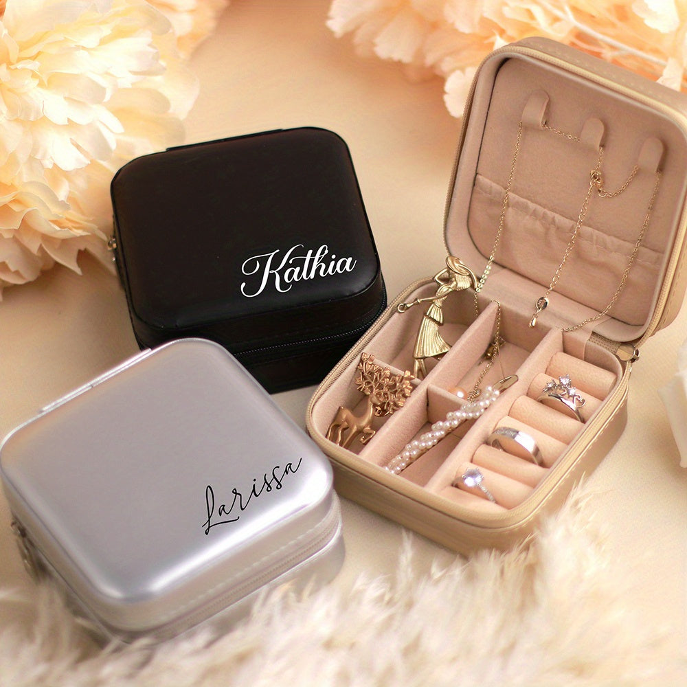 Personalized Jewelry Box for Women Leather Travel Storage Gift for Mom Bridesmaid