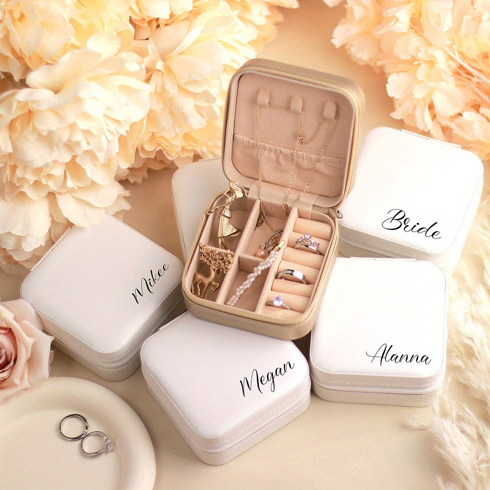 Personalized Jewelry Box for Women Leather Travel Storage Gift for Mom Bridesmaid