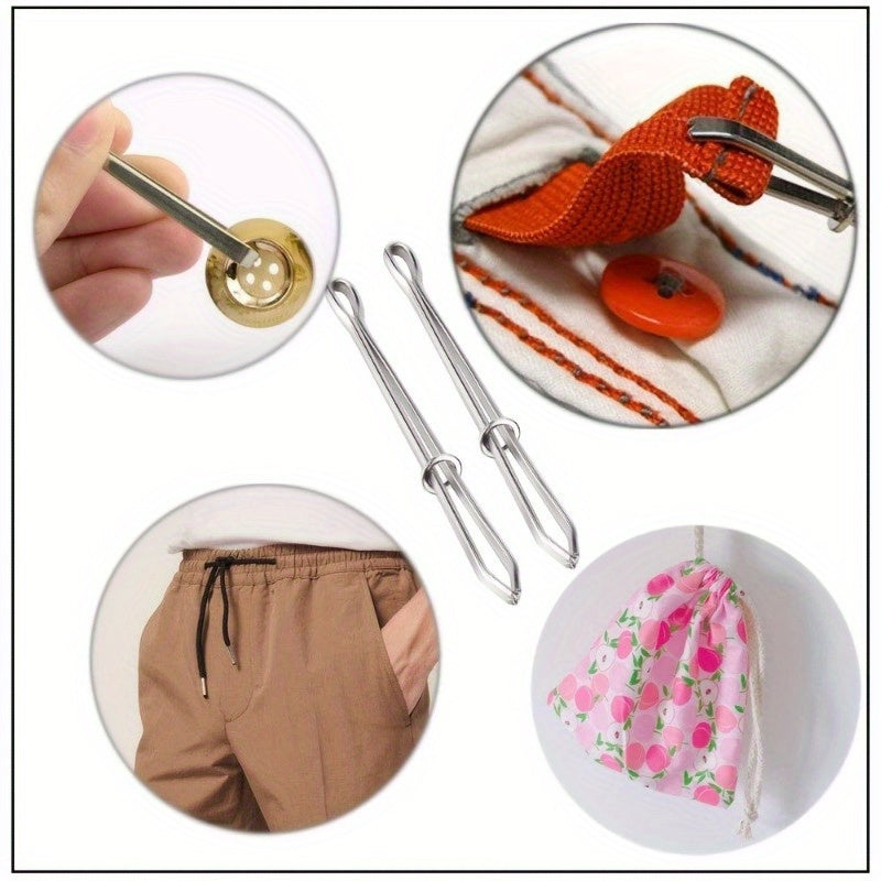 Высококачественный швейный инструмент для проектов DIY, брюк и ремней. Оснащен прочным зажимом для эластичной ленты и направляющей для иглы для удобства использования. Белый цвет, экономия времени и универсальность. В комплекте с