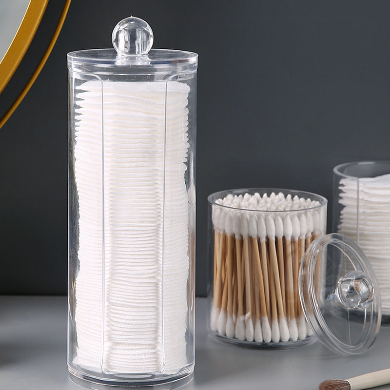 Organizador de maquillaje de acrílico con tapa, caja de almacenamiento de tocador transparente, independiente y ligero