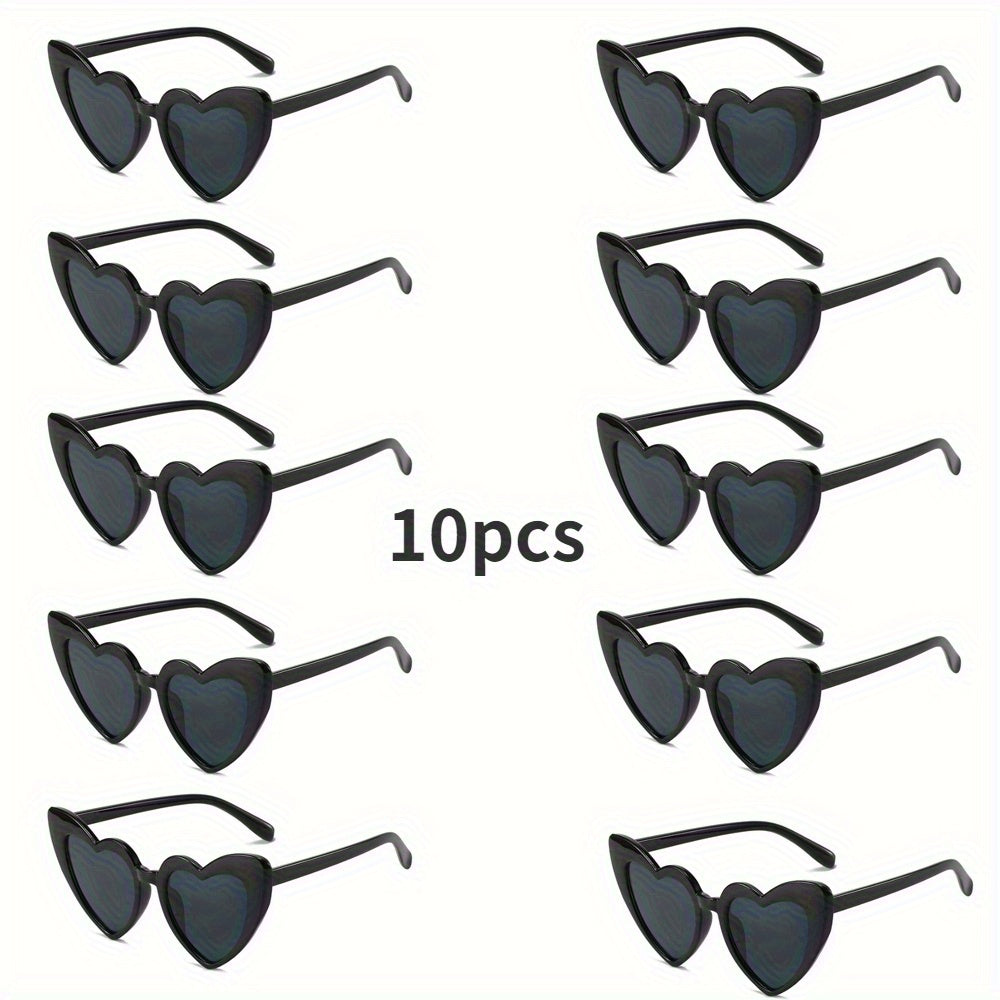 Set of 10 Heart-Shaped Fashion Glasses for Men and Women Stylish Decorative Eyewear for Weddings Parties Dances Valentine