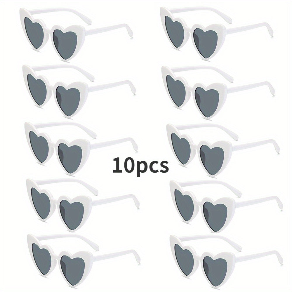 Set of 10 Heart-Shaped Fashion Glasses for Men and Women Stylish Decorative Eyewear for Weddings Parties Dances Valentine