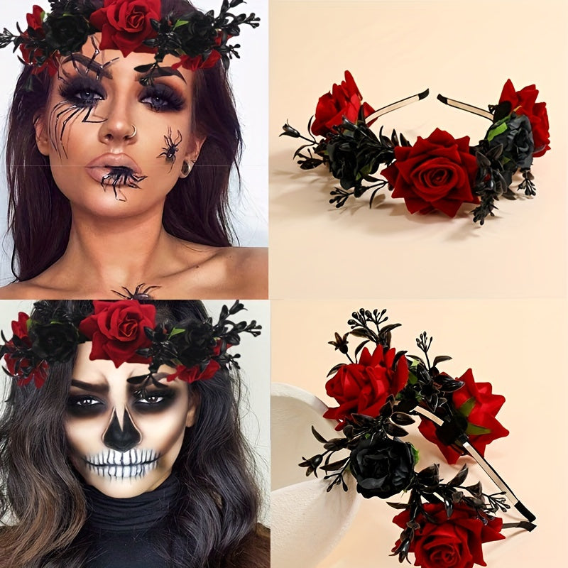 Bohemian Halloween Rose Headband Women Stylish Polyester Hair Accessory