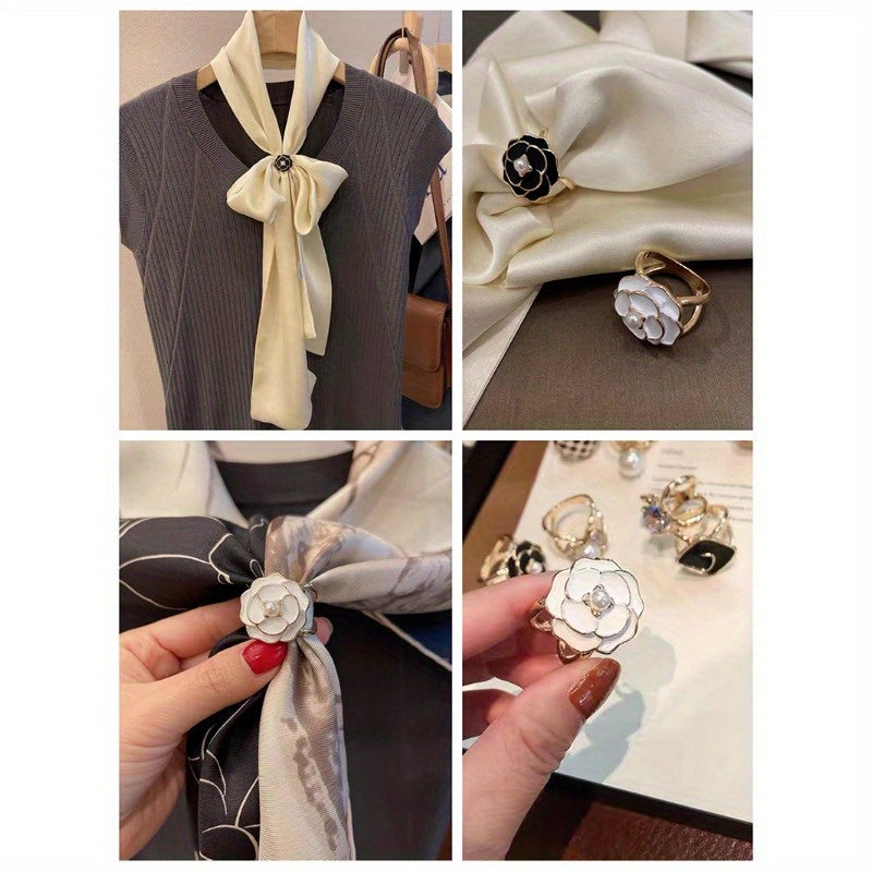 Set of 4 Faux Pearl Belt Buckles Knot Design for Girls' Clothing Accessories