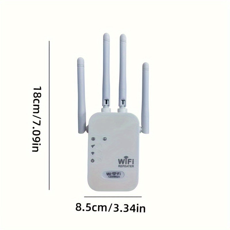 1200Mbps WiFi Extender with 3 Antennas Outdoor Signal Booster for Large Coverage
