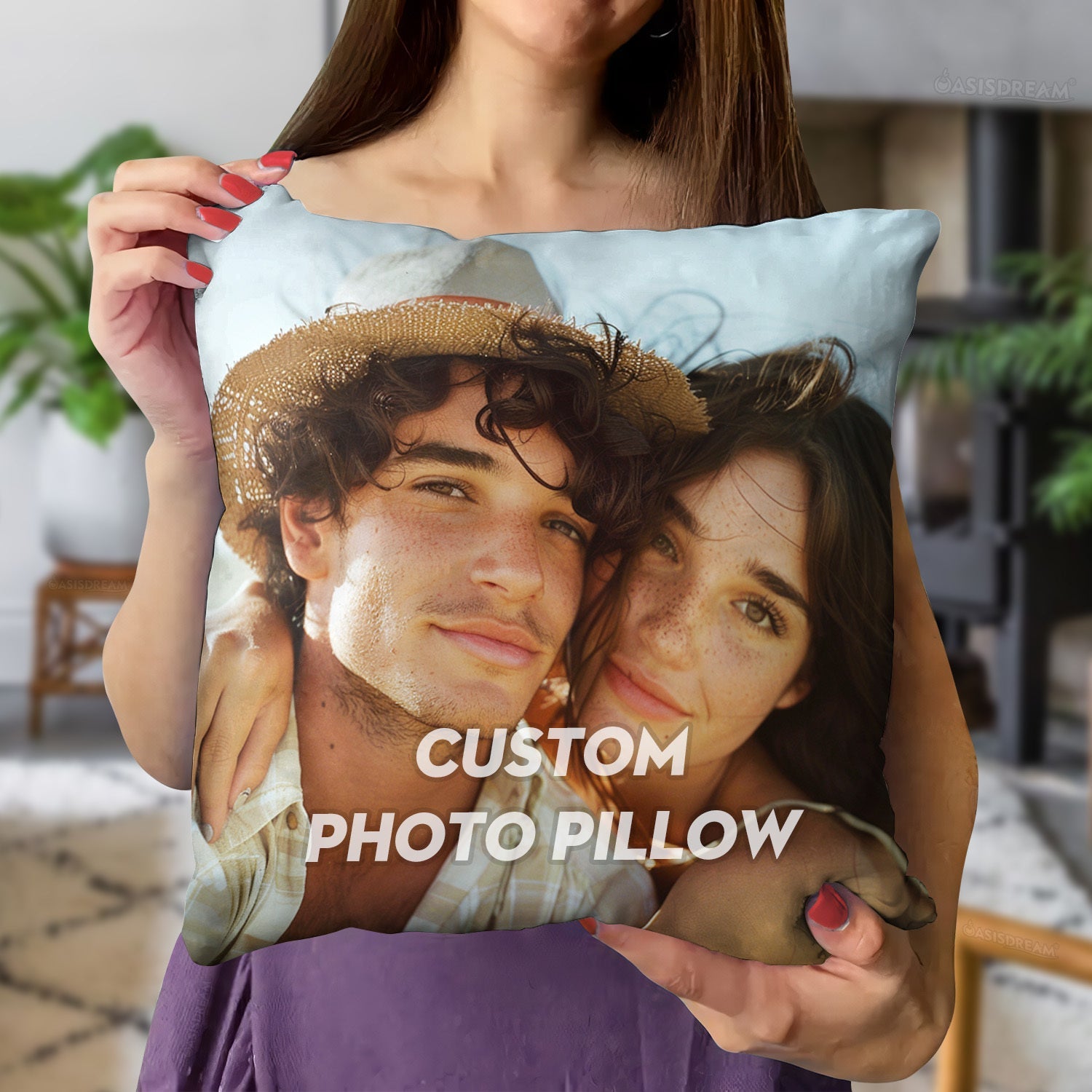 Personalized Photo Throw Pillow Square Cushion for Wedding Birthday Valentine's Day Gift