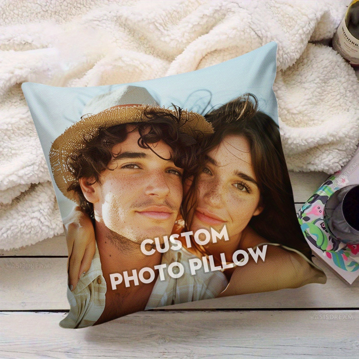 Personalized Photo Throw Pillow Square Cushion for Wedding Birthday Valentine's Day Gift