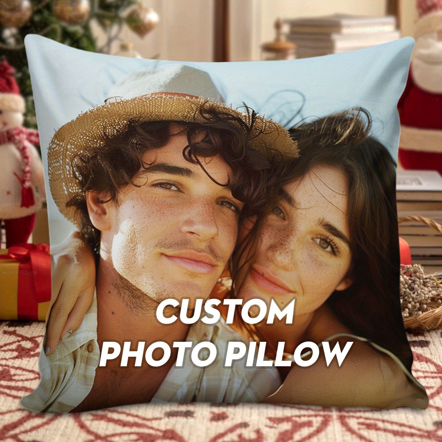 Personalized Photo Throw Pillow Square Cushion for Wedding Birthday Valentine's Day Gift