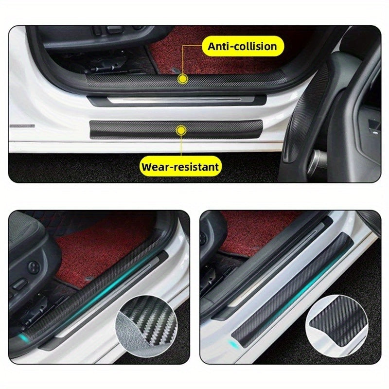 Car Door Sill Protector Strip Nano Carbon Fiber Scratch-Resistant Tape