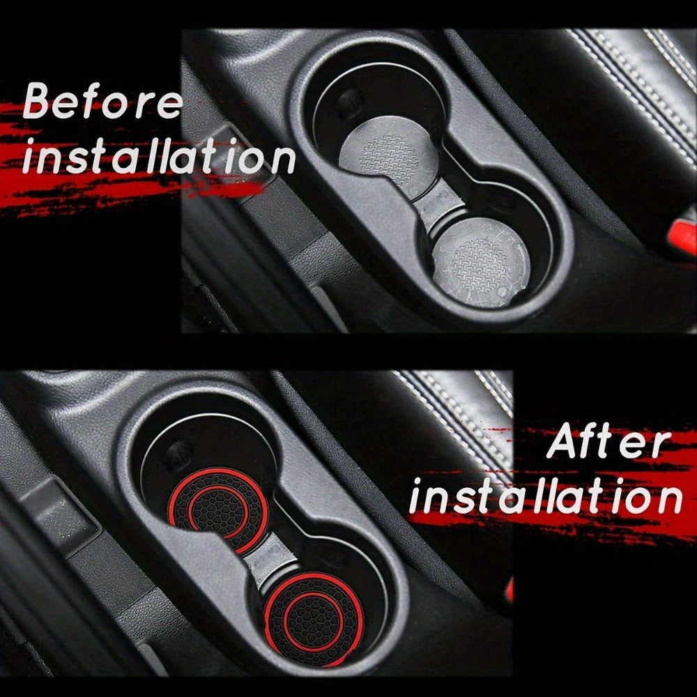 posavasos de silicona en rojo y negro para coche, antideslizante, a prueba de polvo y fácil de limpiar