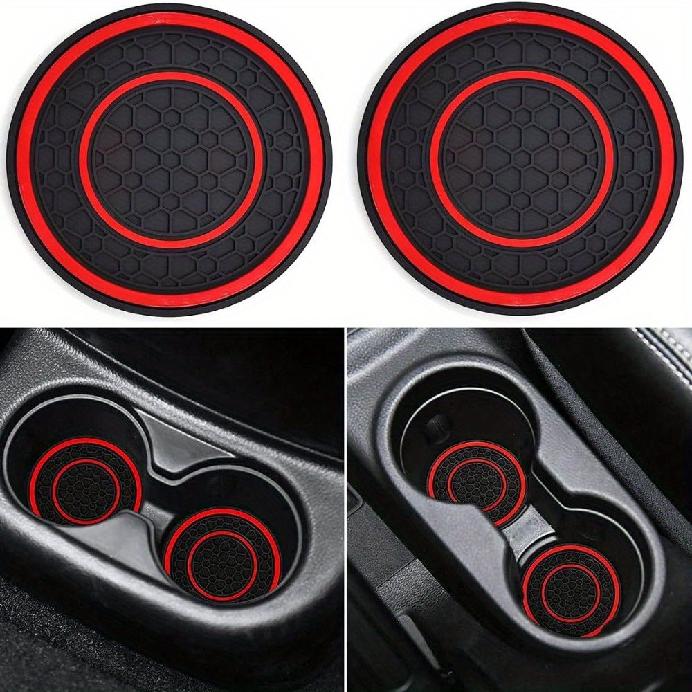 Red and Black Silicone Car Cup Holder Coaster Anti-Slip Dustproof Easy to Clean