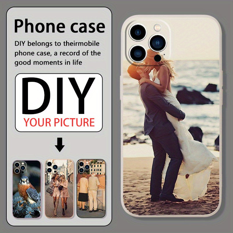 Valentine's Day Silicone Phone Case for iPhone with Heart and Pet Landscape Design