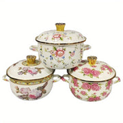 Enamel Soup Pot with Double-Ear Handles, Thickened Enamel, Suitable for All Stovetops