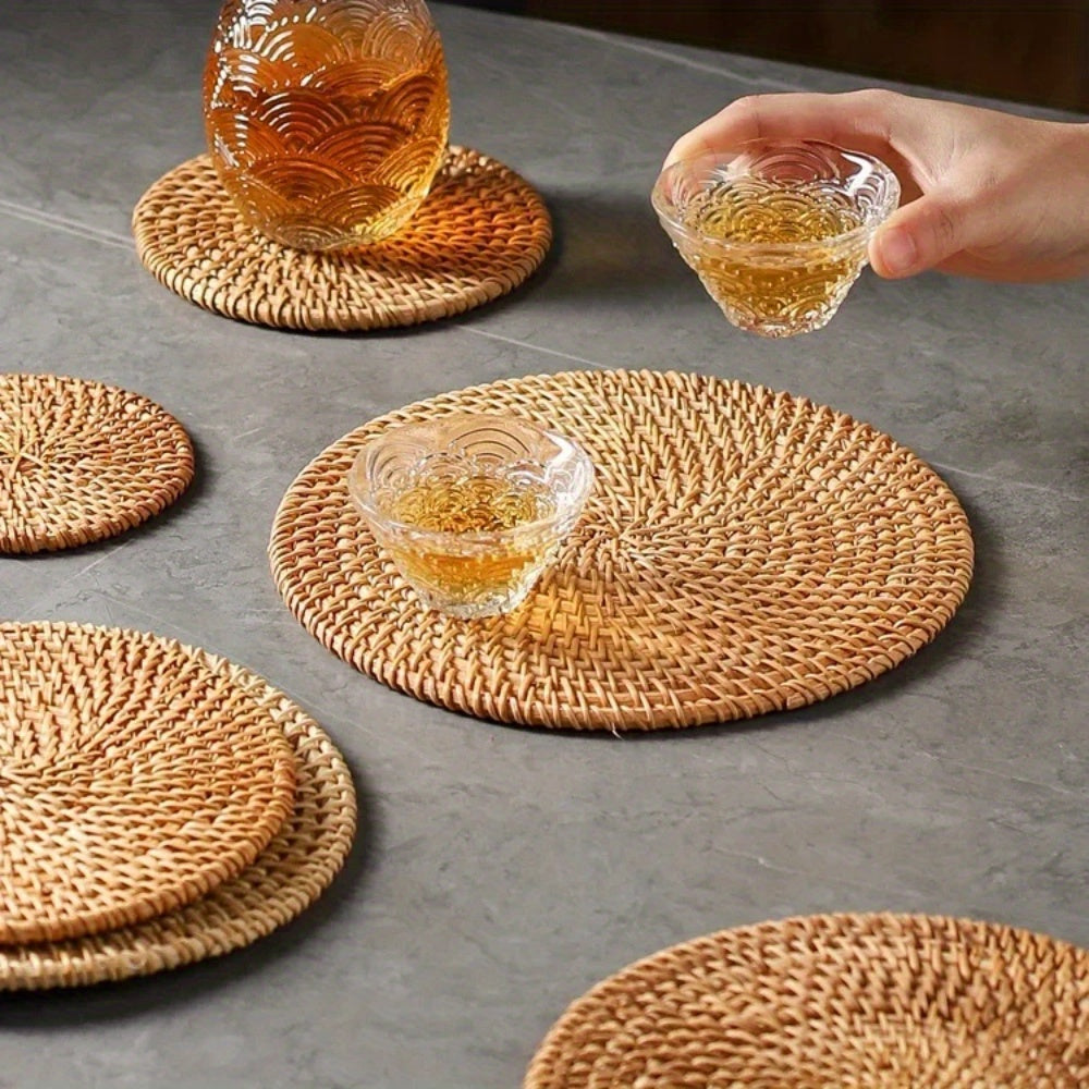 Heat-Resistant Rattan Table Mat Set for Hot Pots and Pans Protection