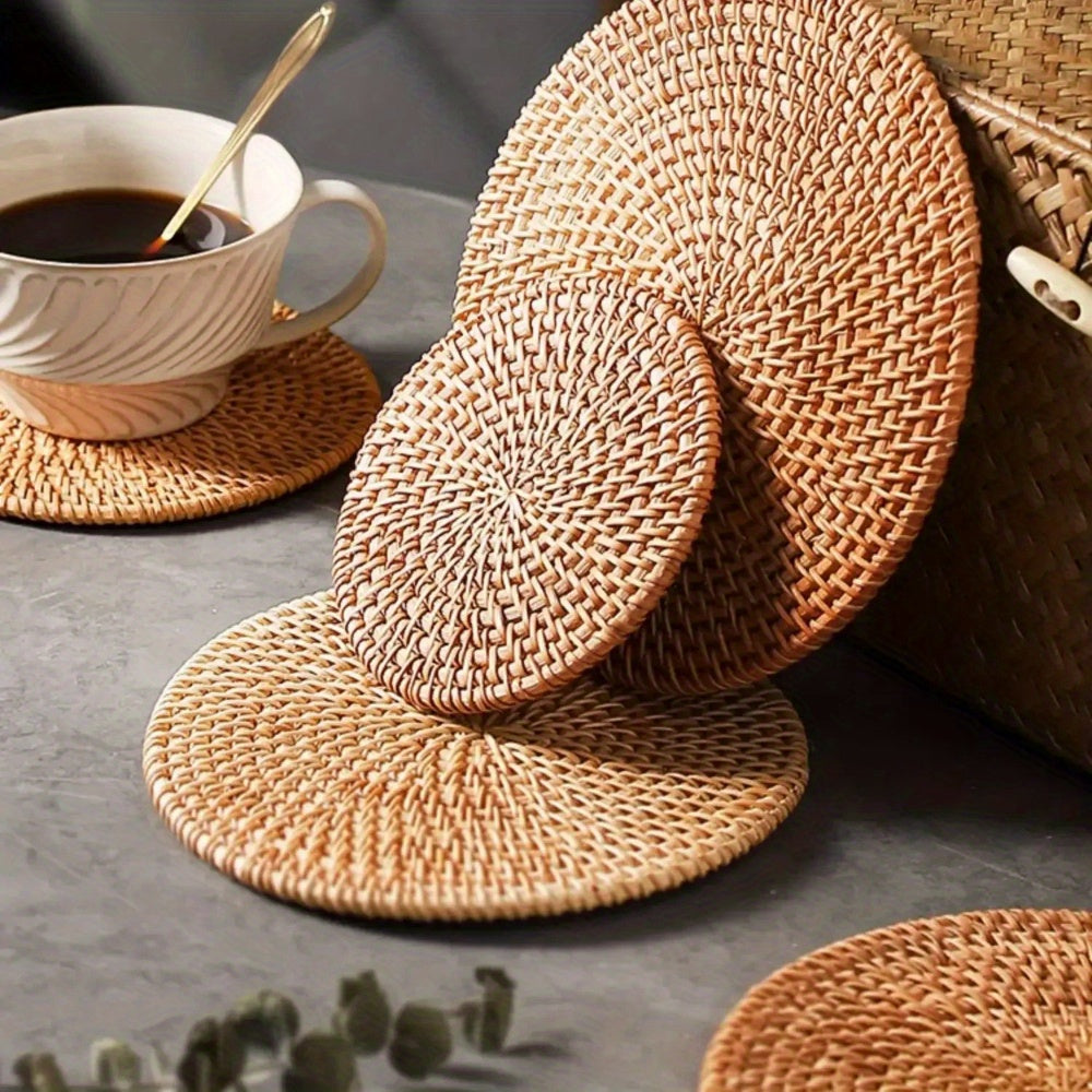 Heat-Resistant Rattan Table Mat Set for Hot Pots and Pans Protection