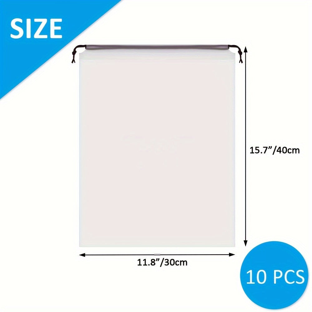 Sayohat uchun 10 ta portativ poyabzal saqlash sumkasi to'plami, poyabzalni joylashtirish va himoya qilish uchun shaffof plastik qoplar.