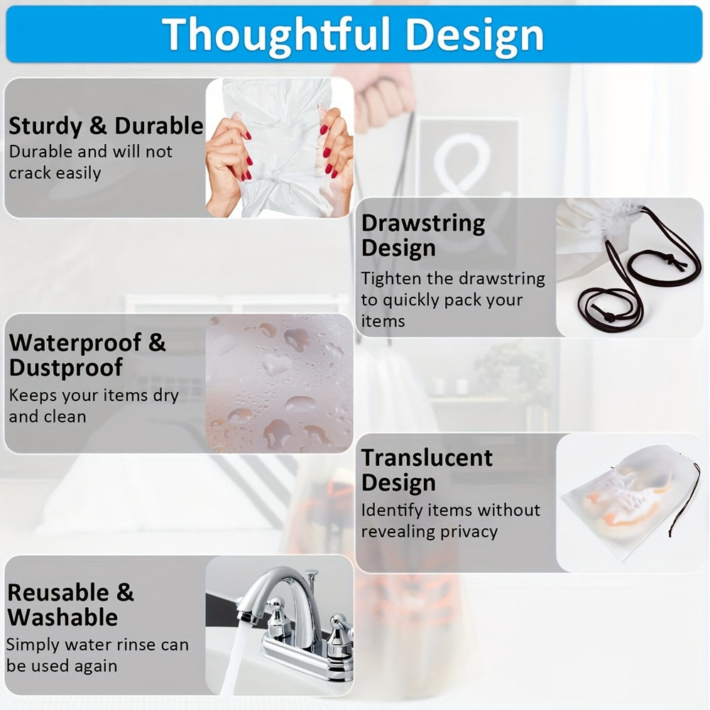 Набор из 10 портативных сумок для хранения обуви для путешествий, прозрачные пластиковые пакеты для упаковки и защиты обуви.