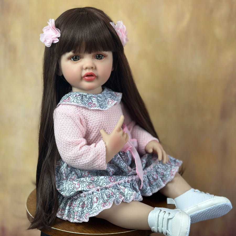 Full Body Silicone Reborn Doll 22 Inch Pink Lifelike Princess Toy for Ages 3+