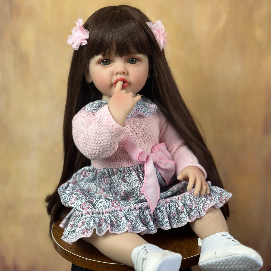 Full Body Silicone Reborn Doll 22 Inch Pink Lifelike Princess Toy for Ages 3+