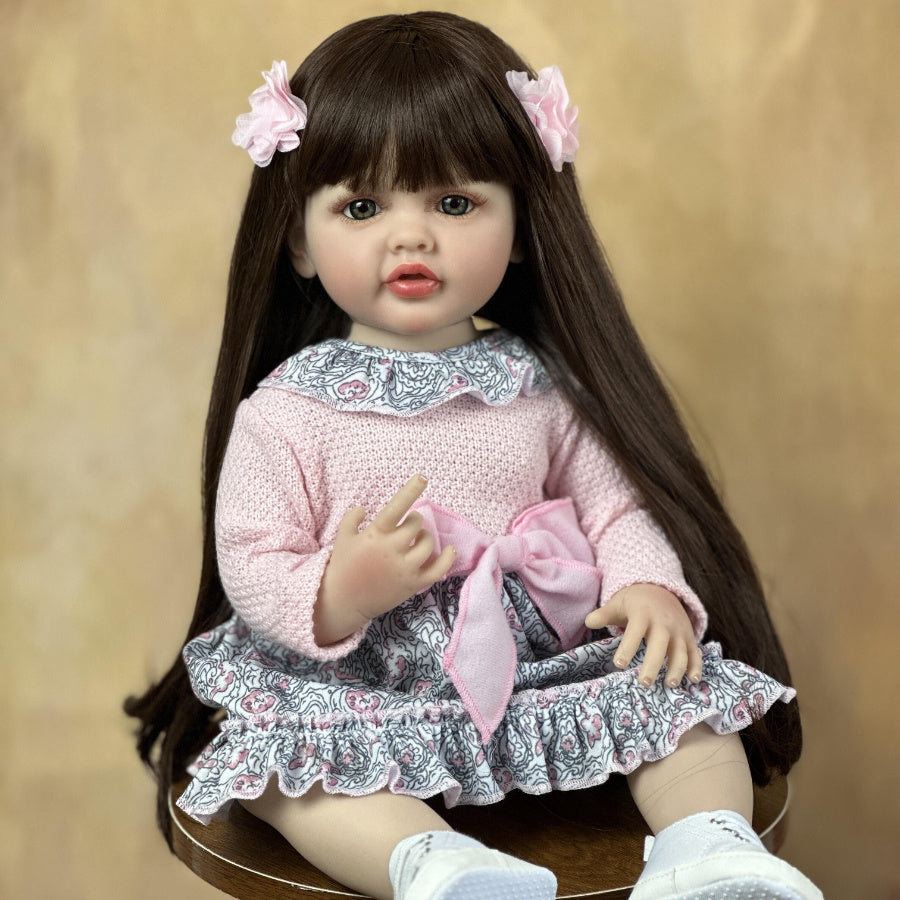 Full Body Silicone Reborn Doll 22 Inch Pink Lifelike Princess Toy for Ages 3+