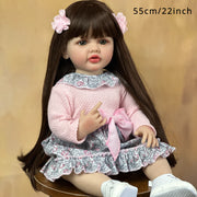 Full Body Silicone Reborn Doll 22 Inch Pink Lifelike Princess Toy for Ages 3+