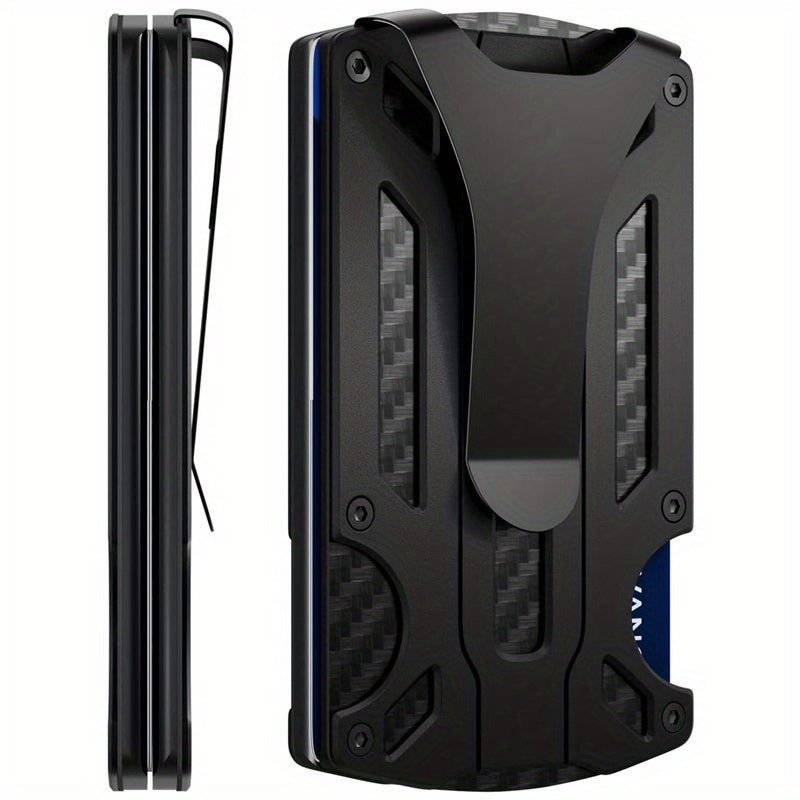 Yengil va zamonaviy RFID-blokirovka qiluvchi hamyon erkaklar uchun mo'ljallangan. Kredit kartalari uchun joylar va pul klipi bilan old tomondan cho'zilgan dizayn. Mustahkam alyuminiy qotishmasidan tayyorlangan. Otangiz uchun mukammal sovg'a.