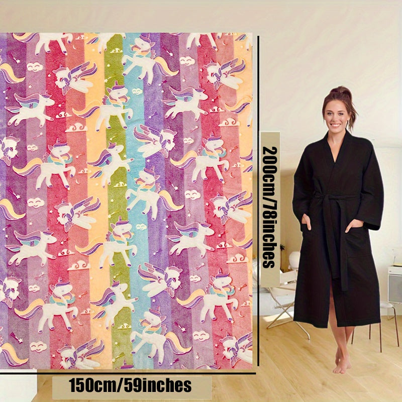Unicorn Glow-in-the-Dark Flannel Throw Blanket Soft Cozy for Sofa Bed Travel