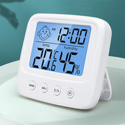 Digital Indoor Thermometer Hygrometer with Clock White Battery-Powered Fast 5s Refresh