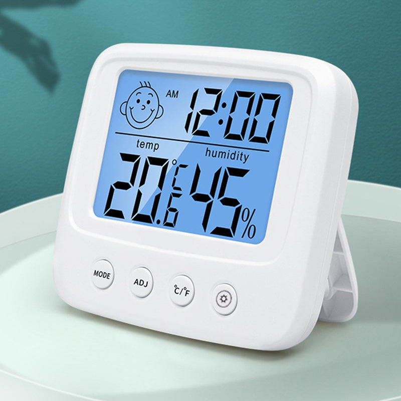 Digital Indoor Thermometer Hygrometer with Clock White Battery-Powered Fast 5s Refresh
