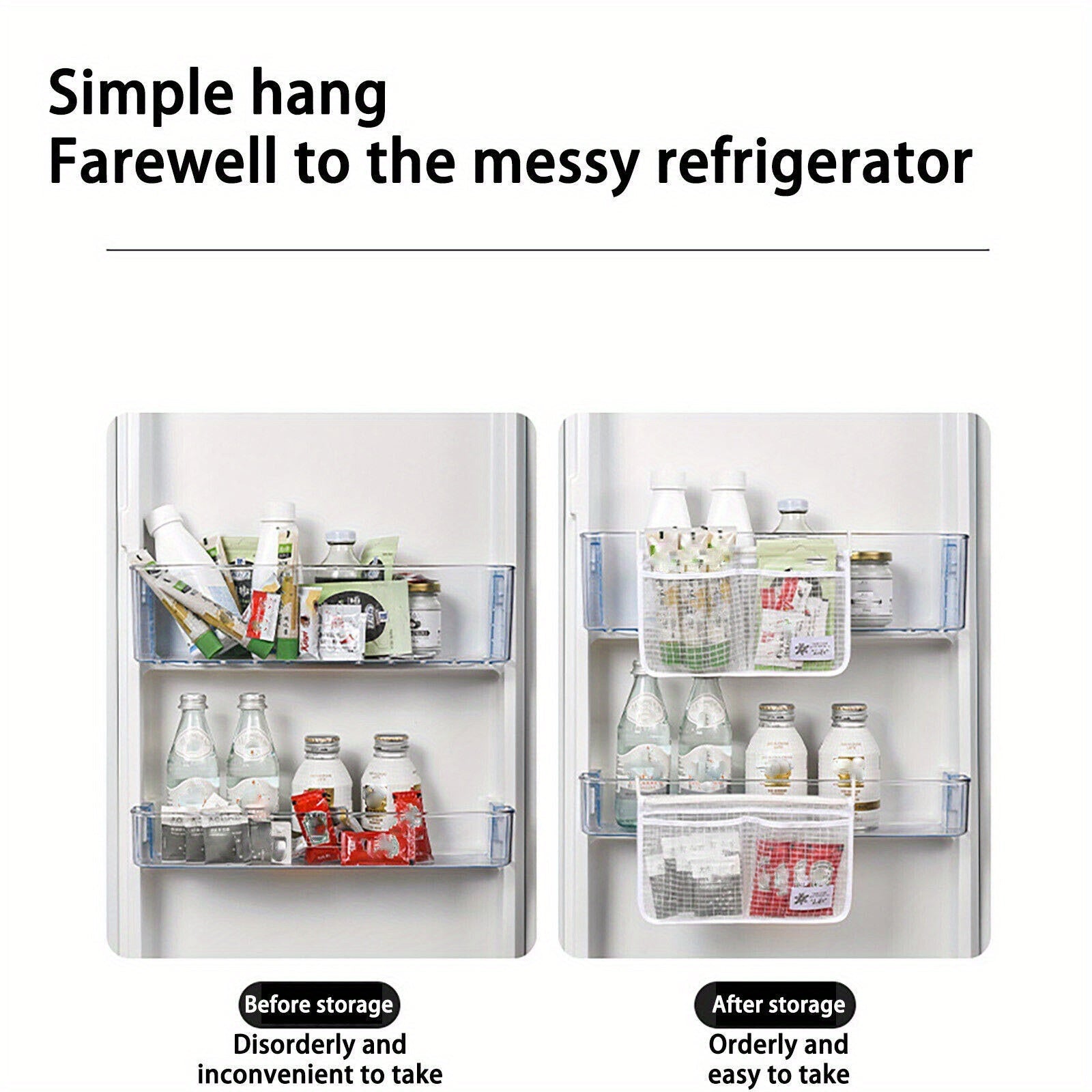 Oq/Ko'k Joyni Tejovchi Muzlatgich Tashqi Sumkasi - Oziq-ovqat, Ziravorlar va Boshqalar uchun Ko'p Qopqoqli Tarmoq Saqlash - Oddiy O'rnatish, Havo O'tkazuvchi Dizayn