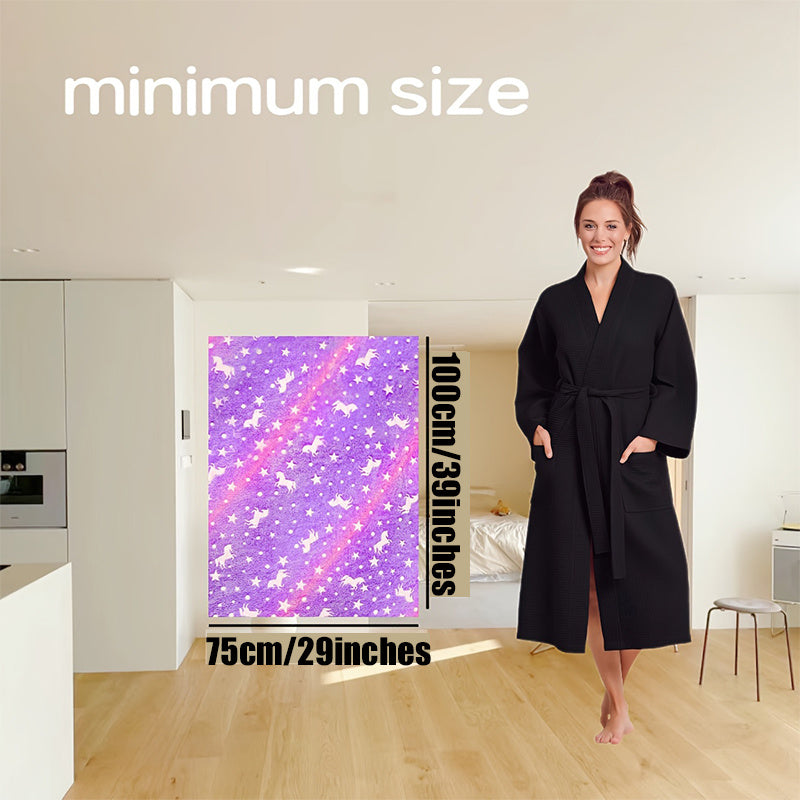 Unicorn and Star Pattern Glow-in-the-Dark Plush Throw Blanket for Kids and Adults