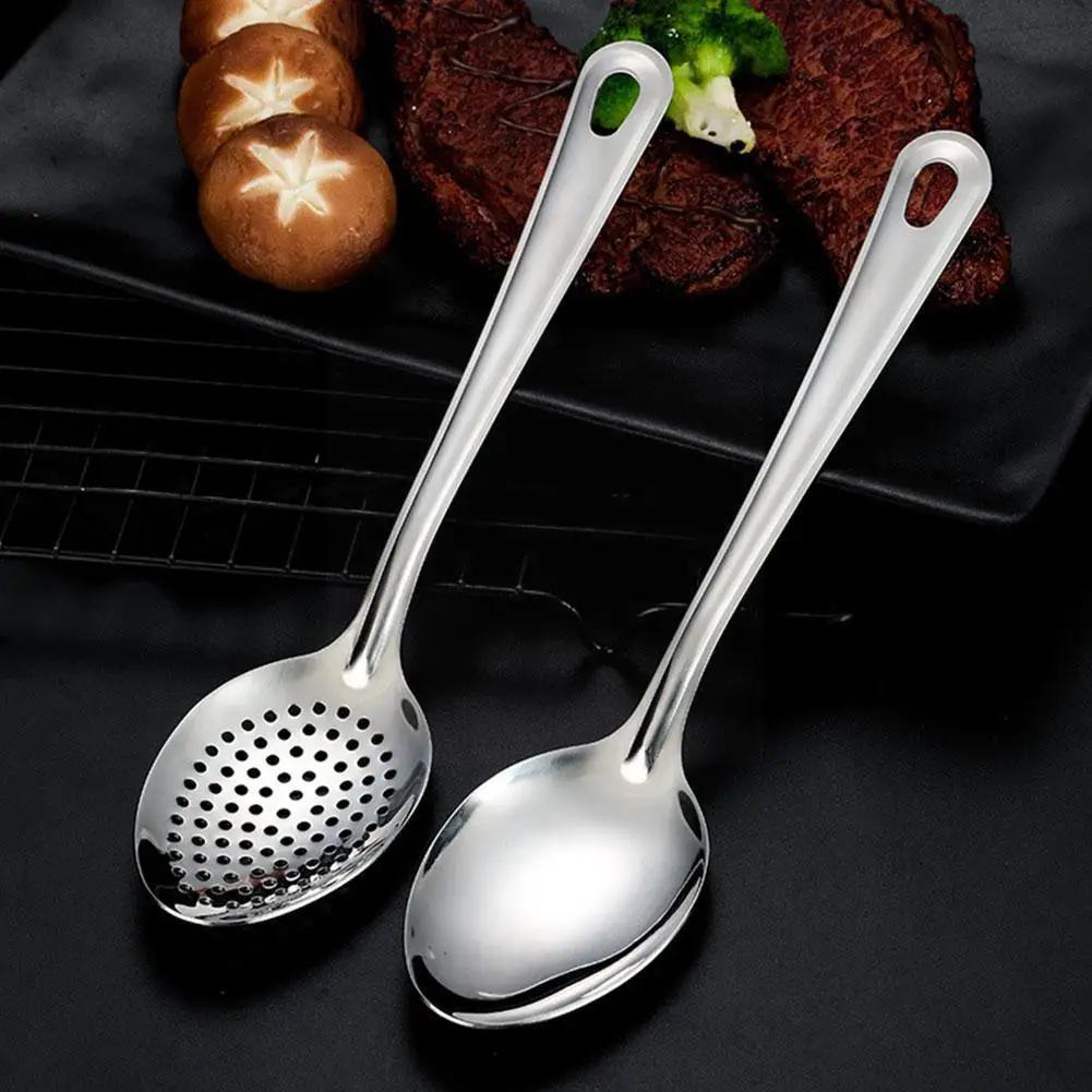 Stainless Steel Kitchen Utensil Set with Colander Slotted and Dessert Spoons