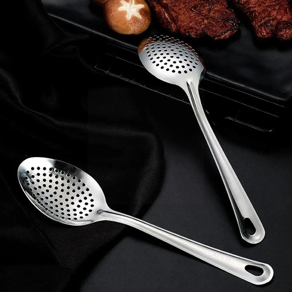 Stainless Steel Kitchen Utensil Set with Colander Slotted and Dessert Spoons
