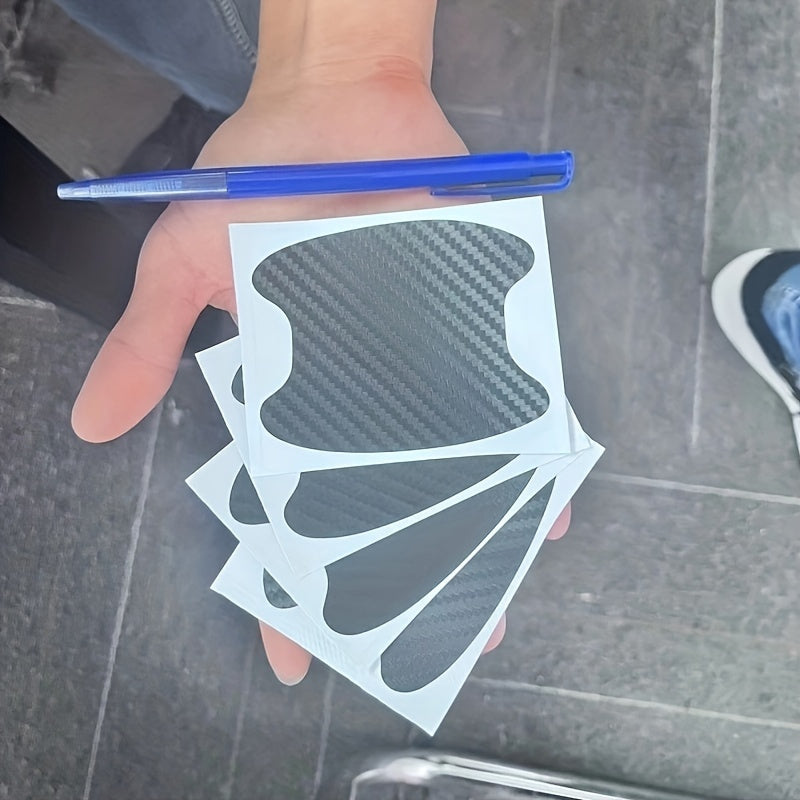 4pcs Car Door Edge Guards Carbon Fiber Pattern Scratch Resistant Door Protectors