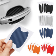 4pcs Car Door Edge Guards Carbon Fiber Pattern Scratch Resistant Door Protectors