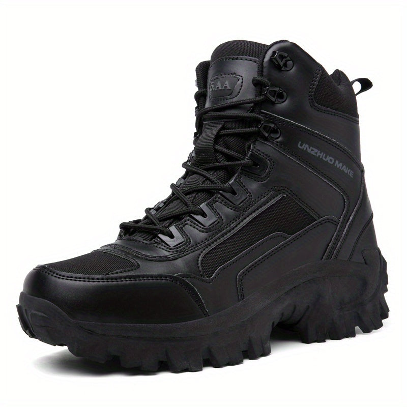 Men's High-Top Hiking Boots Non-Slip Durable Outdoor All-Season Fabric Leather