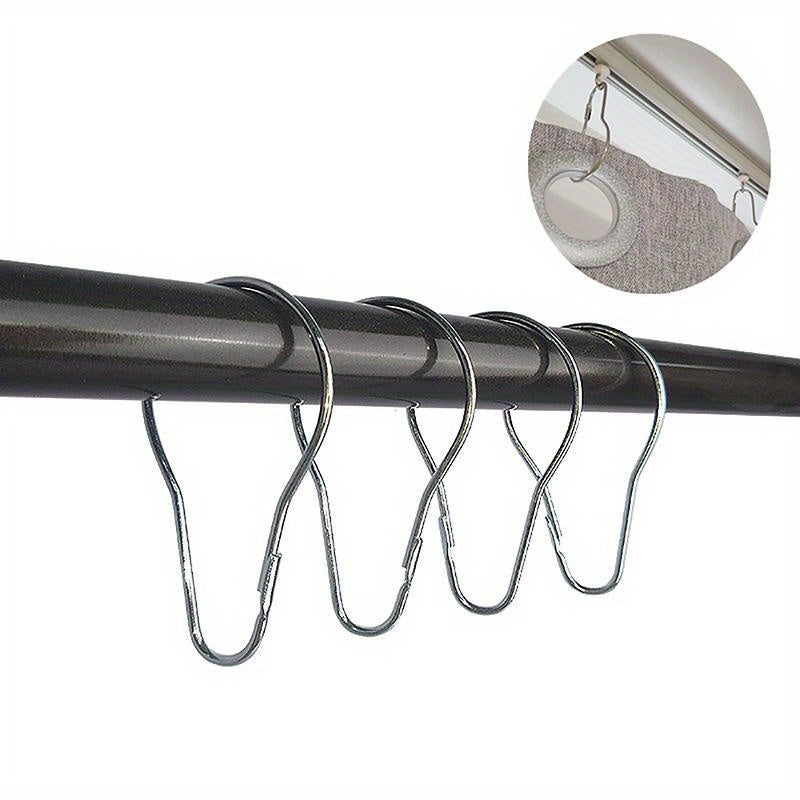 10/20pcs Stainless Steel Shower Curtain Hooks Bathroom Kitchen Dorm Curtain Rings