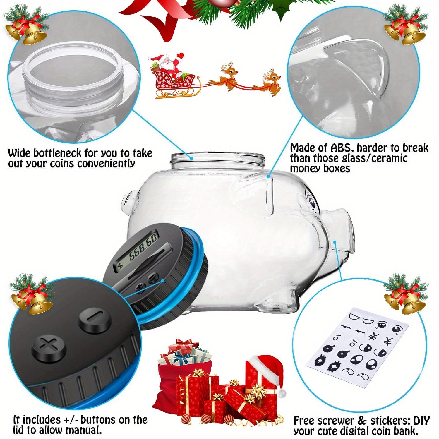 Digital Coin Bank with LCD Display, Coin Counter, Large Capacity