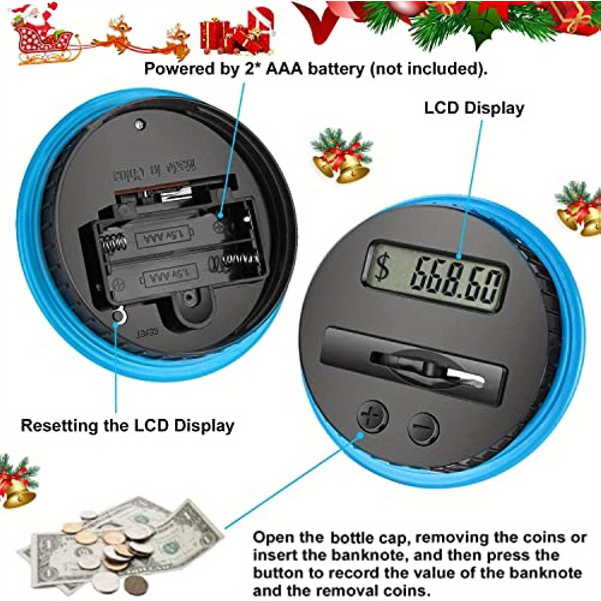 Digital Coin Bank with LCD Display, Coin Counter, Large Capacity