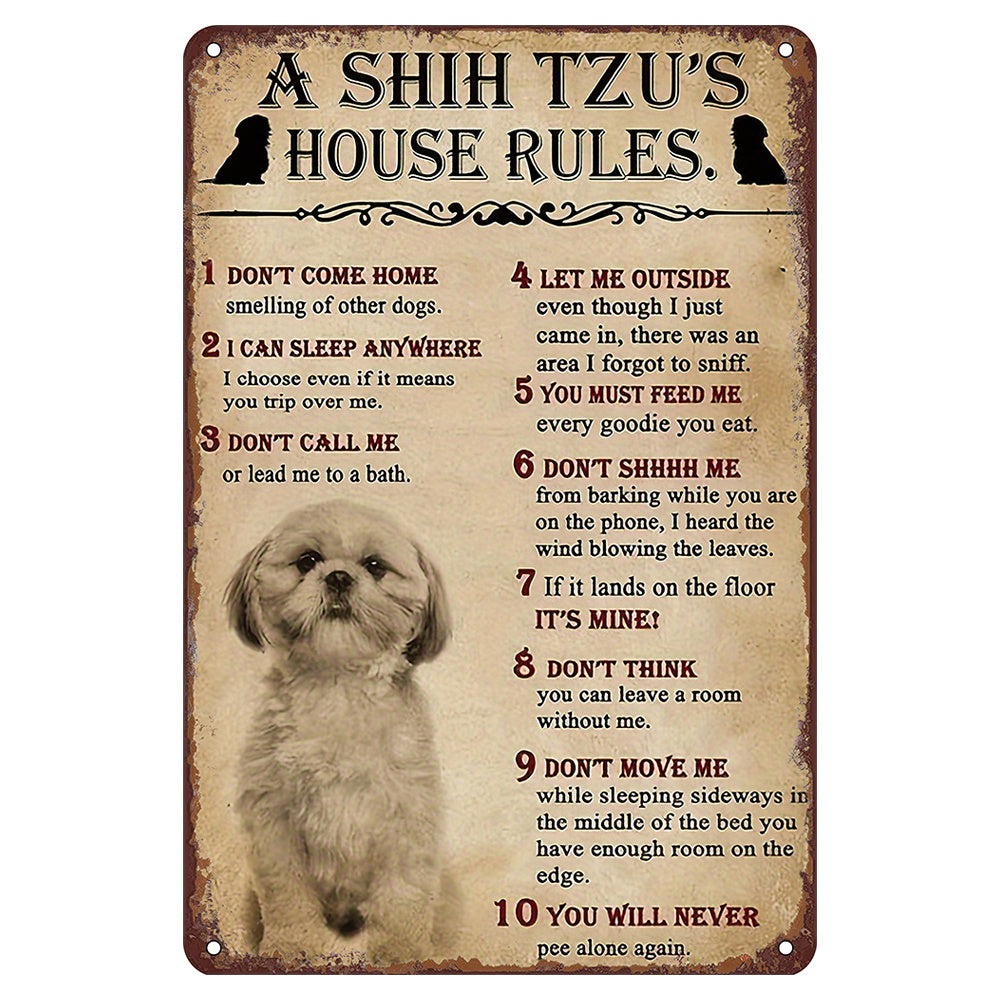 Cartel de metal de Shih Tzu vintage, decoración para perros para el hogar u oficina