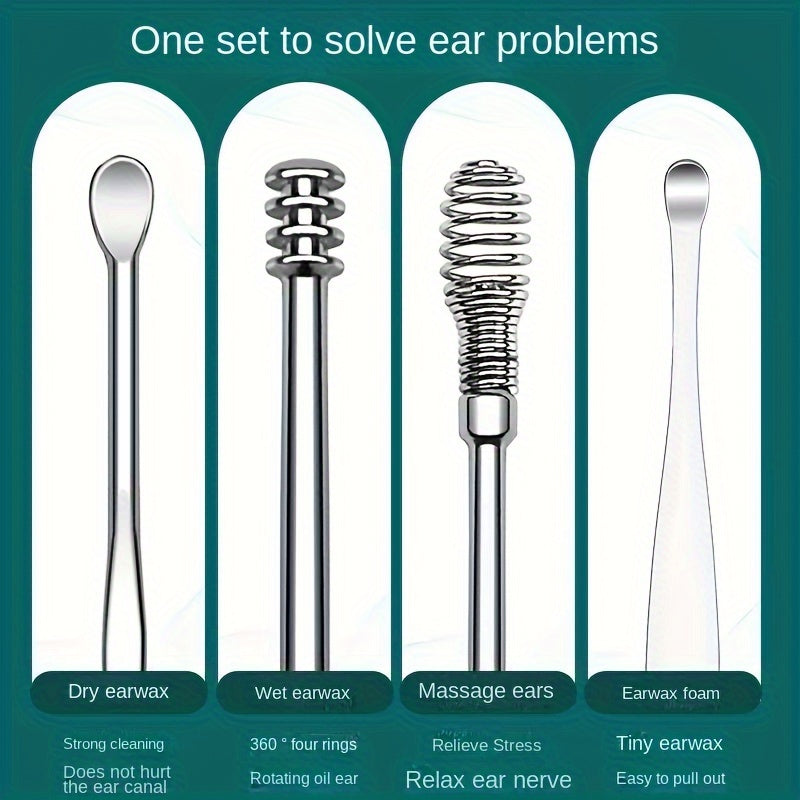 Set of 10 Stainless Steel Ear Wax Removal Tools for Cleaning and Collecting