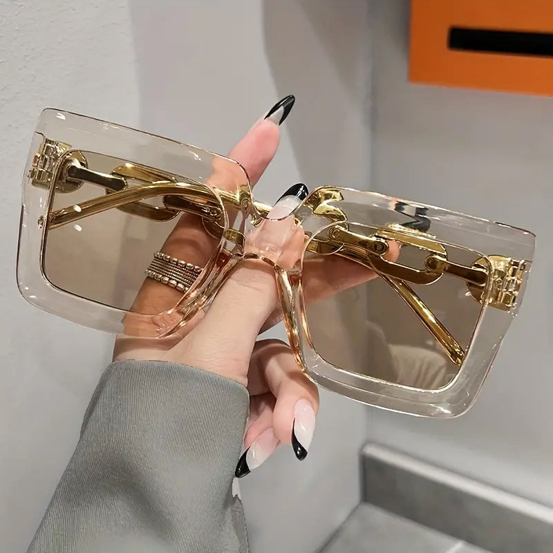 Women's Oversized Square Frame Fashion Glasses Anti-Glare Shades for Beach and Travel