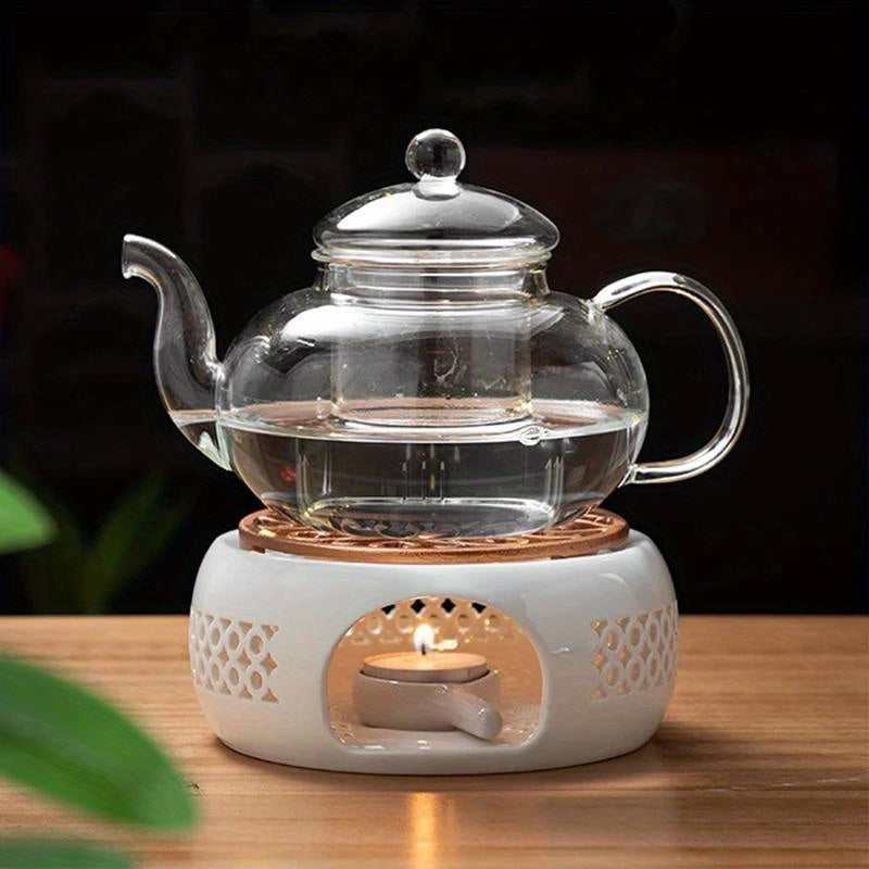 Ceramic Teapot Heater with Candle Insulation Base for Tea Coffee Water Use