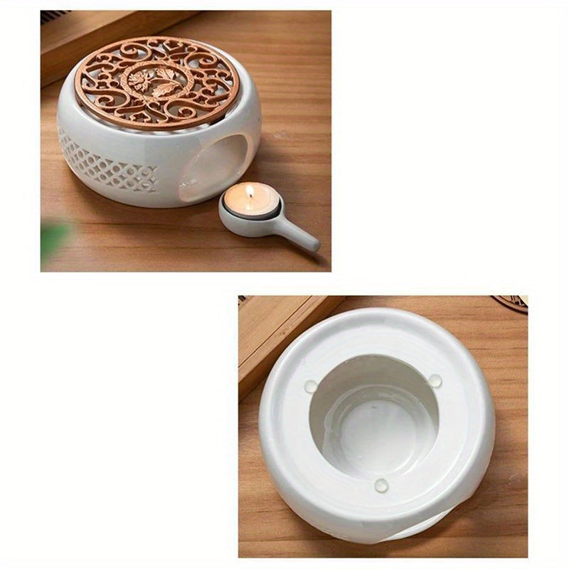 Ceramic Teapot Heater with Candle Insulation Base for Tea Coffee Water Use