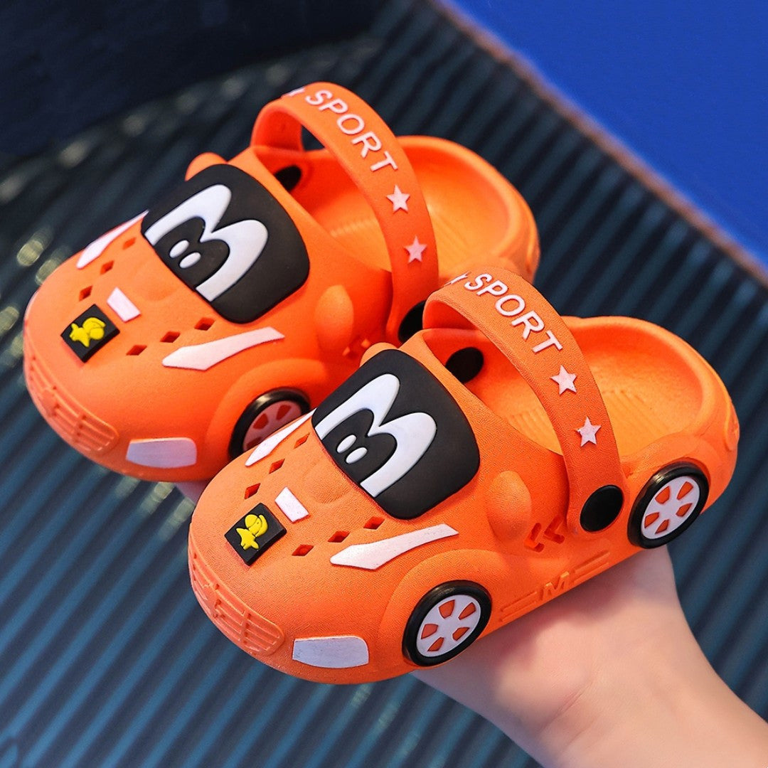 Kids Cartoon Car PVC Water Shoes Slip-On Indoor Outdoor Clogs for Boys and Girls