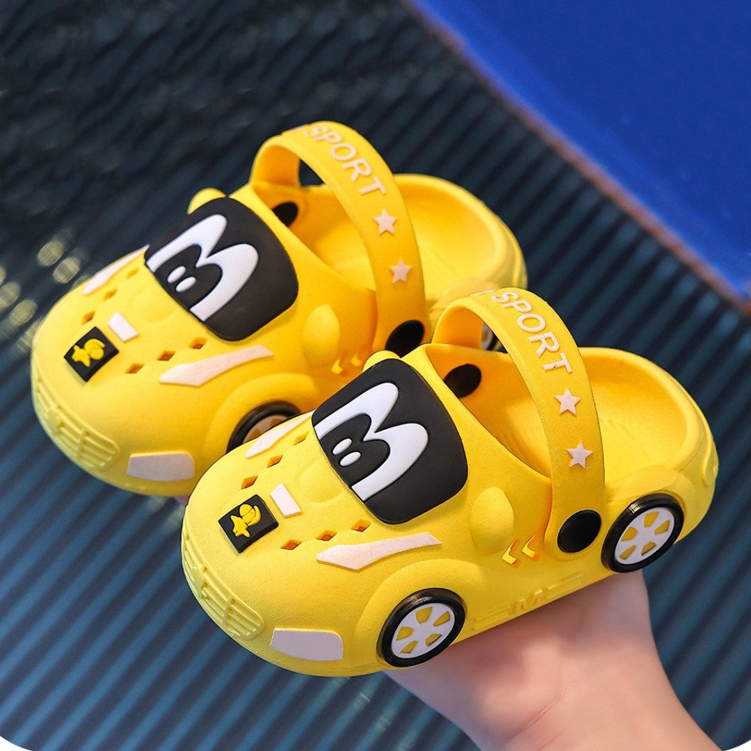 Kids Cartoon Car PVC Water Shoes Slip-On Indoor Outdoor Clogs for Boys and Girls