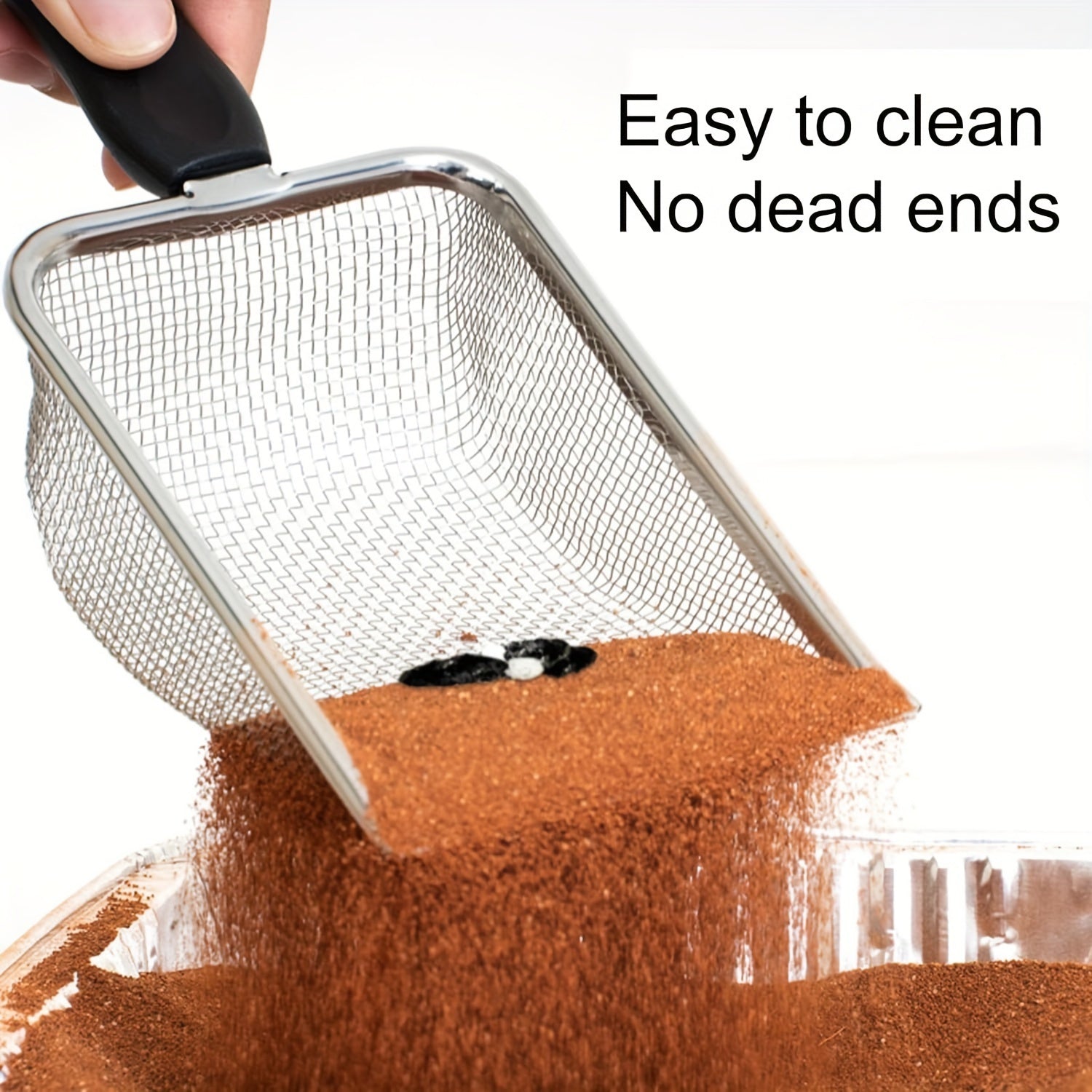 Stainless Steel Cat Litter Scoop No Dead Ends Easy Cleaning Durable Pet Waste Shovel
